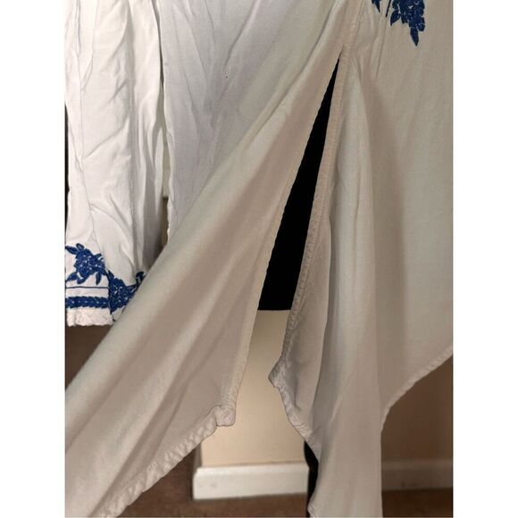 Lovestitch Boho Embroidered Trim Front Tie Beach Cover-Up Top Size Medium - Picture 6 of 8